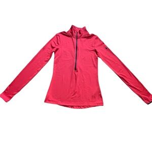 Nike Pro Dri Fit Red Sz S 1/2 Zip Mock Neck Long Sleeve Compression Pullover